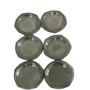 Vintage Drink Coasters Bechard Chicago Set of 6 Silver Plated Decorative